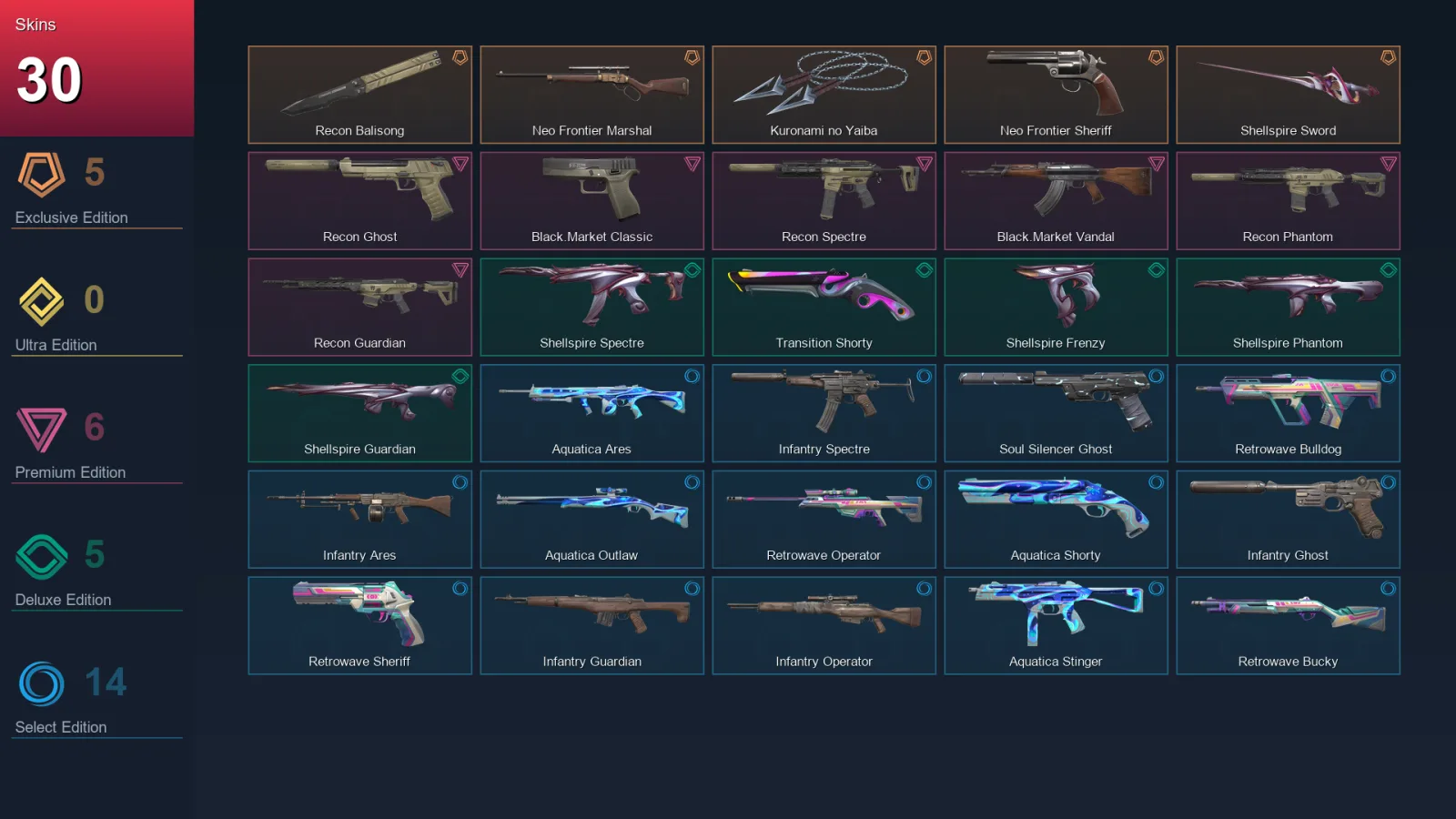 AP | Lv83 | Unranked | 30 Skin | 25 Agent | 36 Buddy