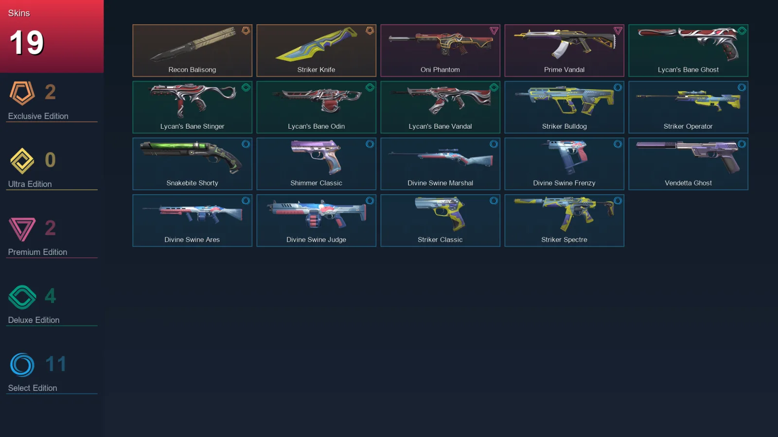 EU | Lv94 | Unranked | 19 Skin | 23 Agent | 44 Buddy