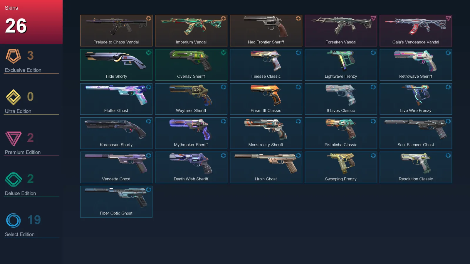 EU | Lv234 | Unranked | 26 Skin | 27 Agent | 106 Buddy — Valorant account