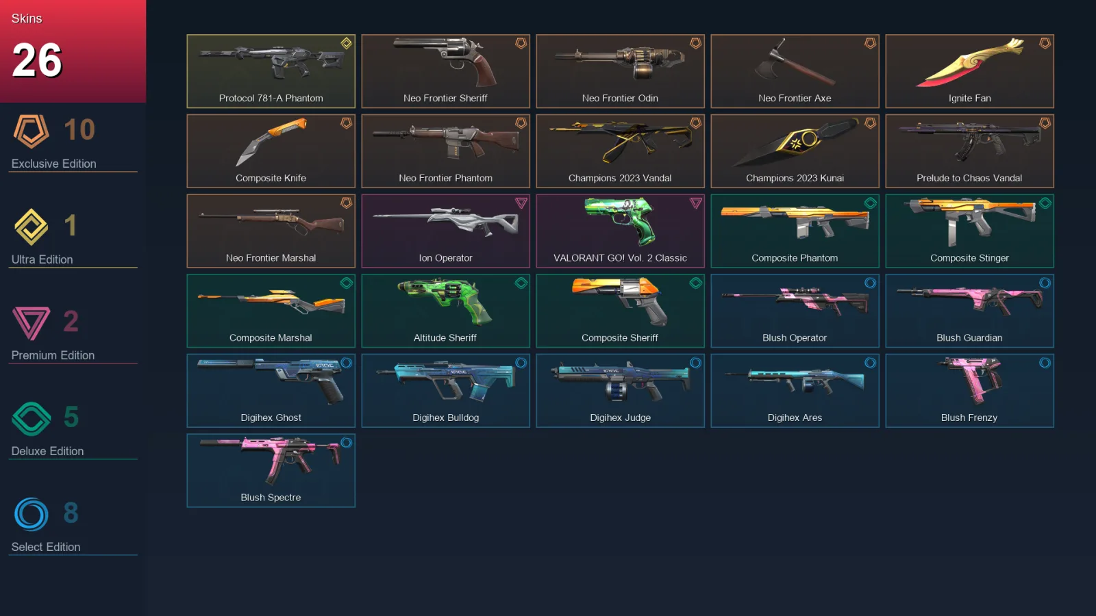 AP | Lv38 | Unranked | 26 Skin | 15 Agent | 20 Buddy — Valorant account