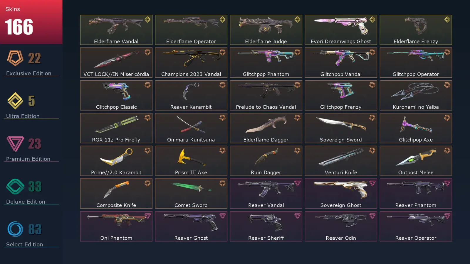 [Valorant] | EU | Level 301 | 27 Agents | 166 Skins — Valorant account