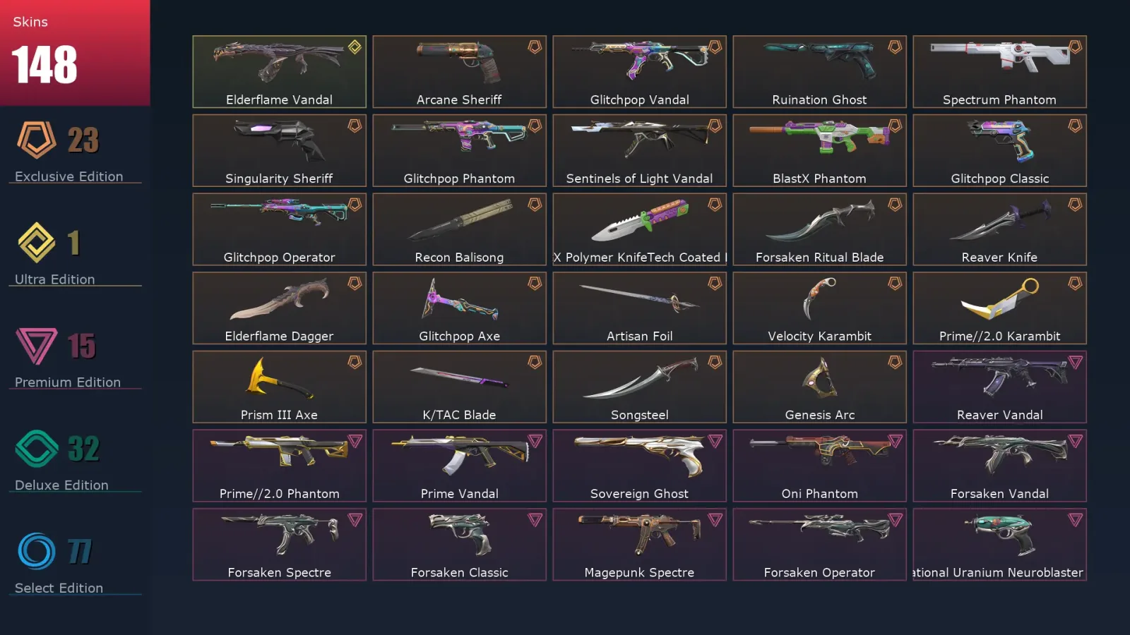 [Valorant] | EU | Level 246 | 27 Agents | 148 Skins — Valorant account