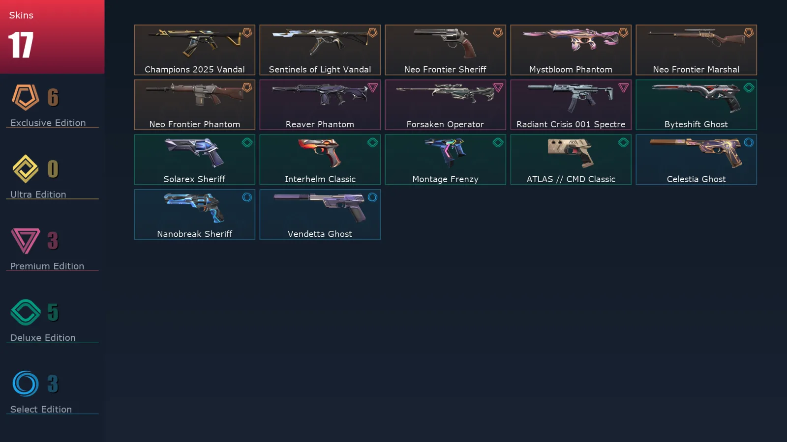 [Valorant] | EU | Level 157 | Gold 1 | 29 Agents | 20 Skins