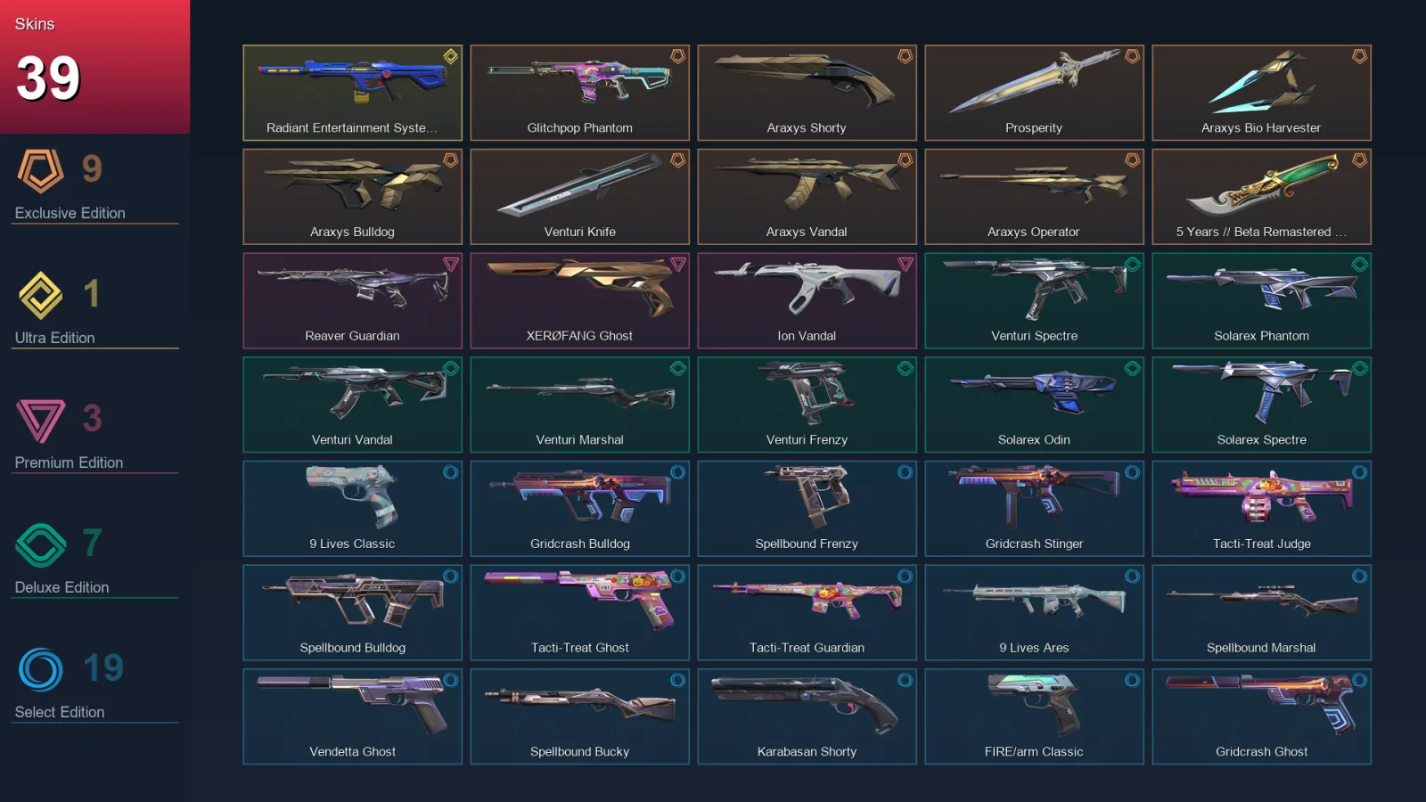 AP | Lv138 | Unranked | 39 Skin | 24 Agent | 74 Buddy — Tacti Treat Guardian