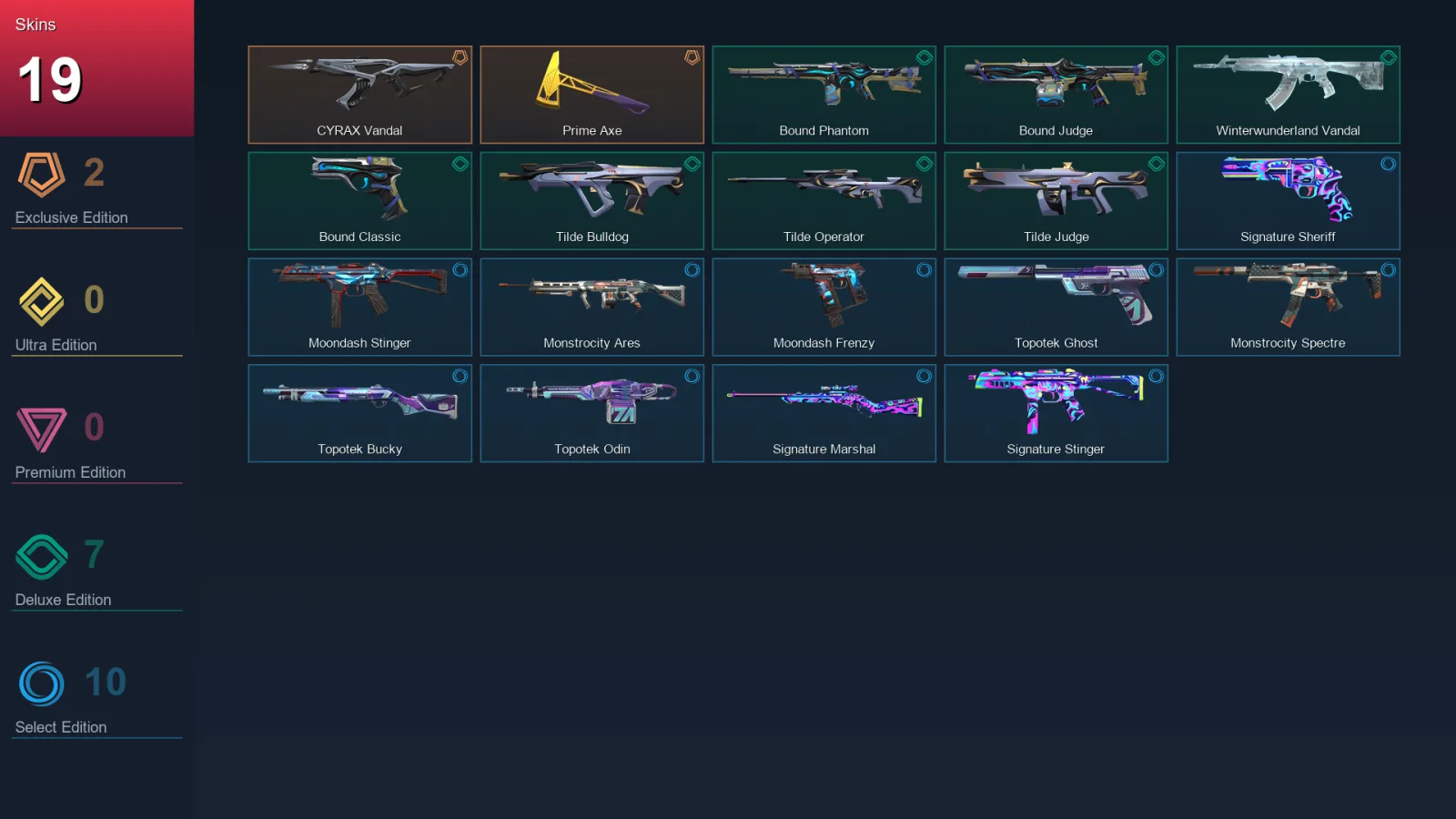 NA | Lv27 | Unranked | 19 Skin | 11 Agent | 14 Buddy