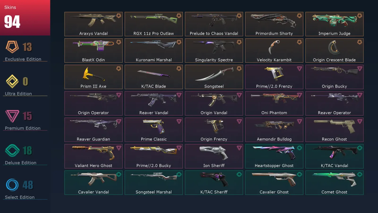 [Valorant] | EU | Level 298 | Platinum 2 | 28 Agents | 94 Skins — Valorant account