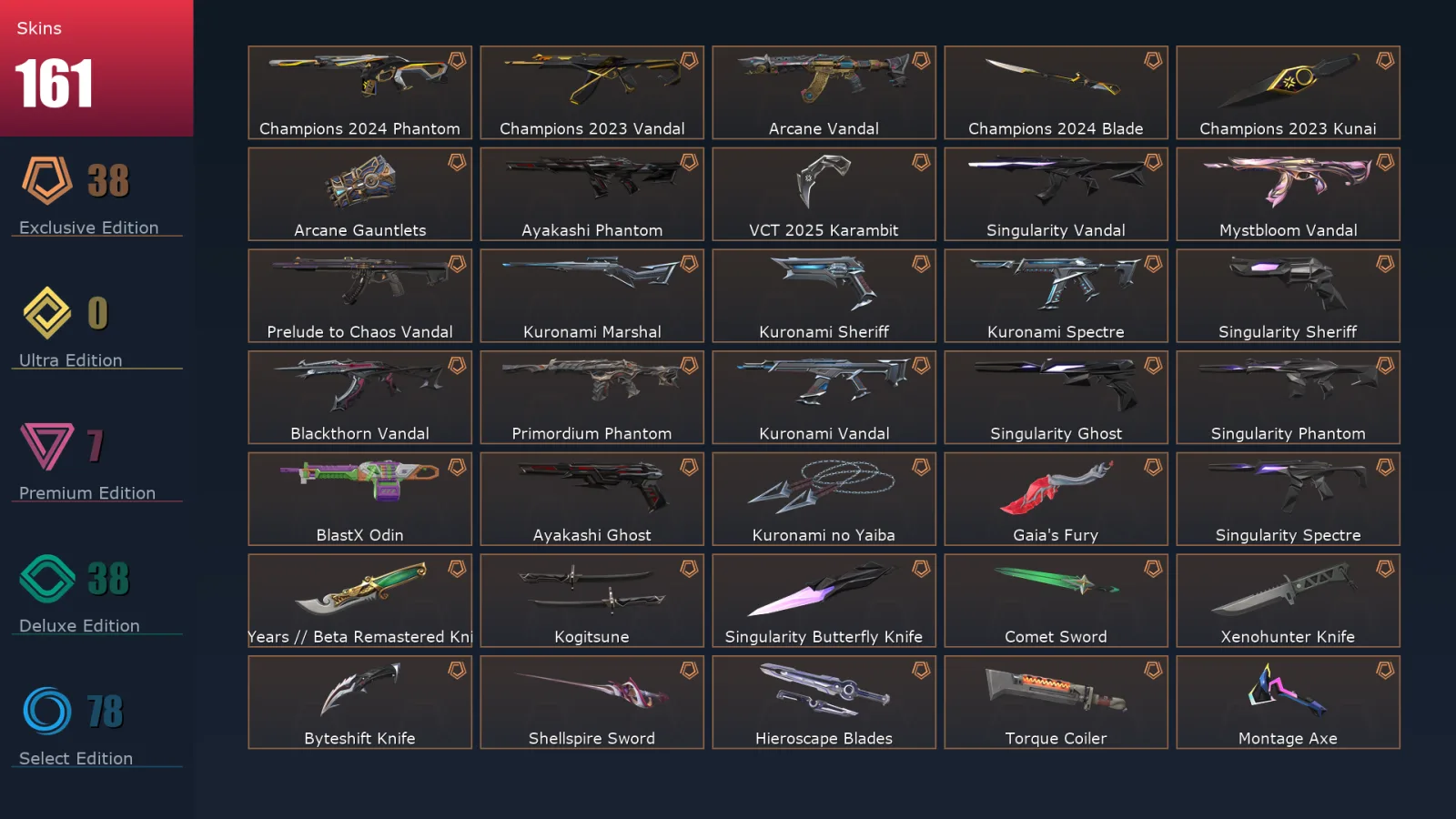 [Valorant] | EU | Level 349 | 29 Agents | 161 Skins