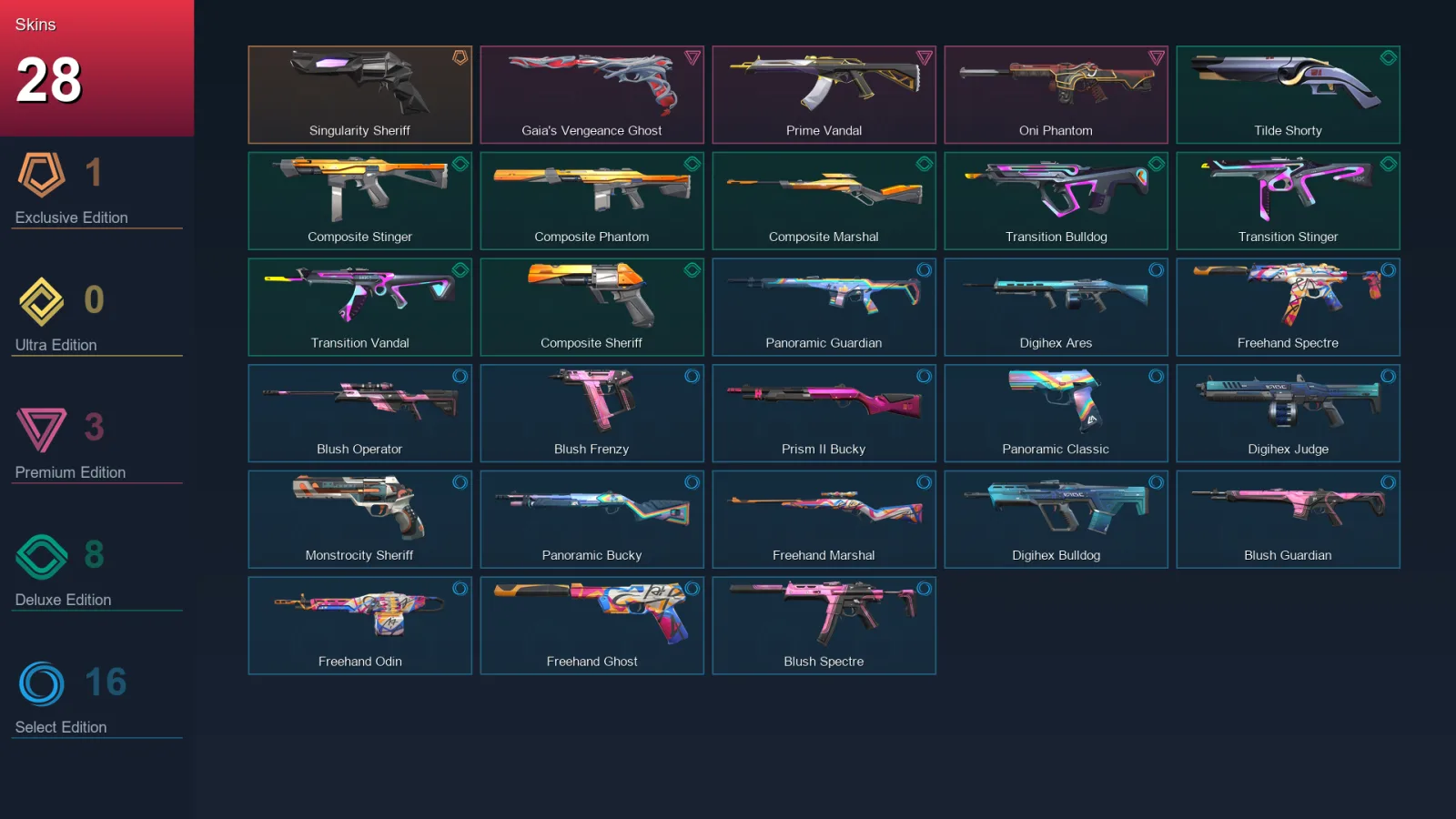 AP | Lv67 | Unranked | 28 Skin | 21 Agent | 29 Buddy