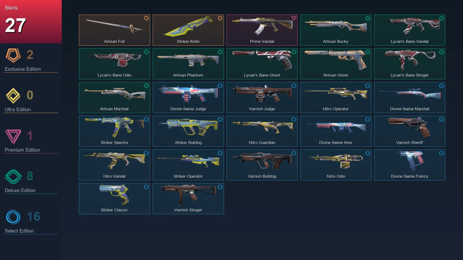 EU | Lv64 | Unranked | 27 Skin | 19 Agent | 35 Buddy — Valorant account