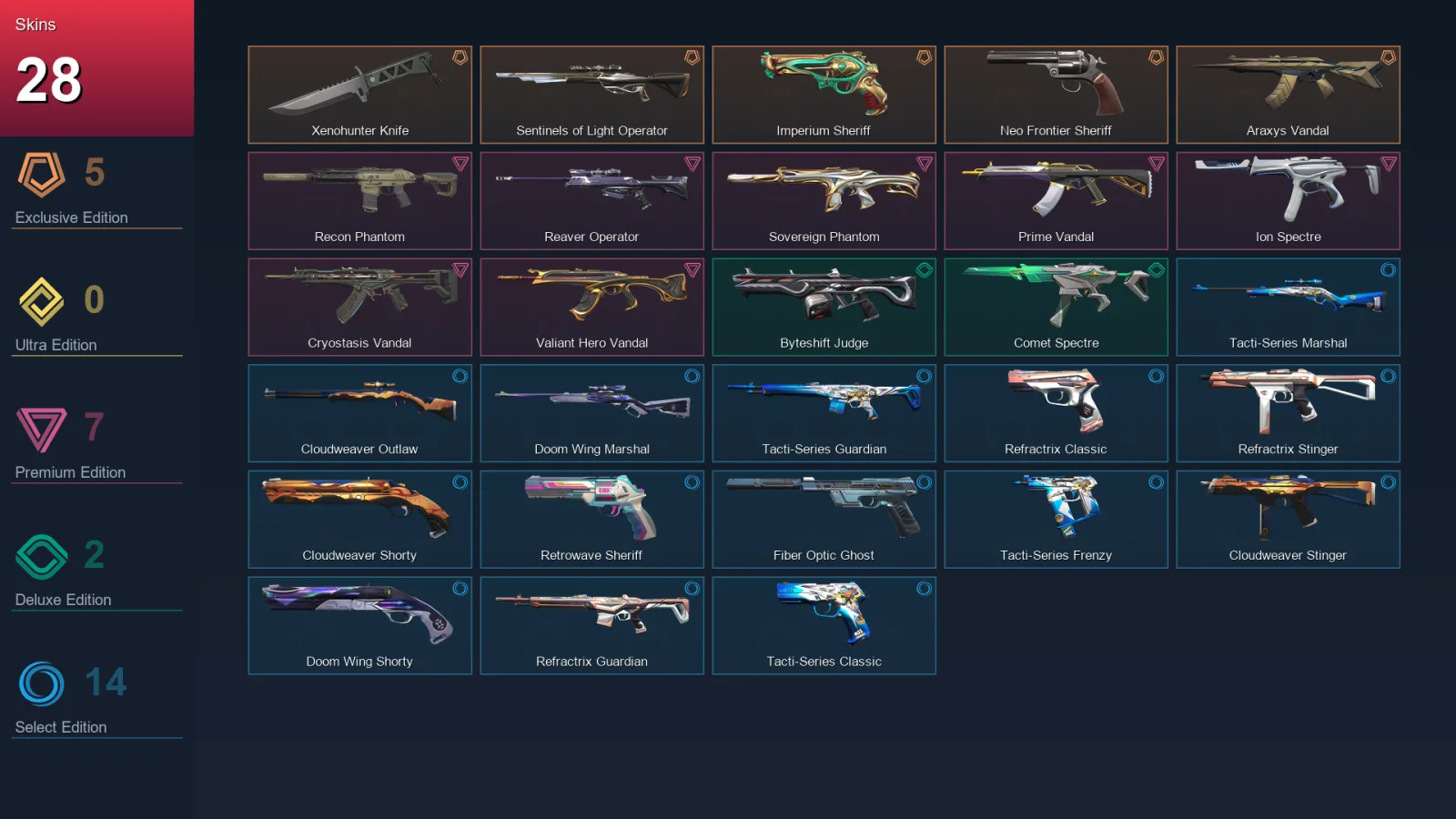 EU | Lv80 | Unranked | 28 Skin | 21 Agent | 34 Buddy