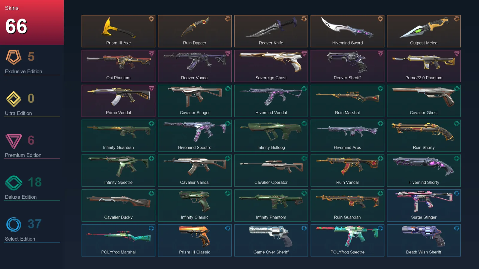 EU | Lv142 | Unranked | 66 Skin | 13 Agent | 65 Buddy