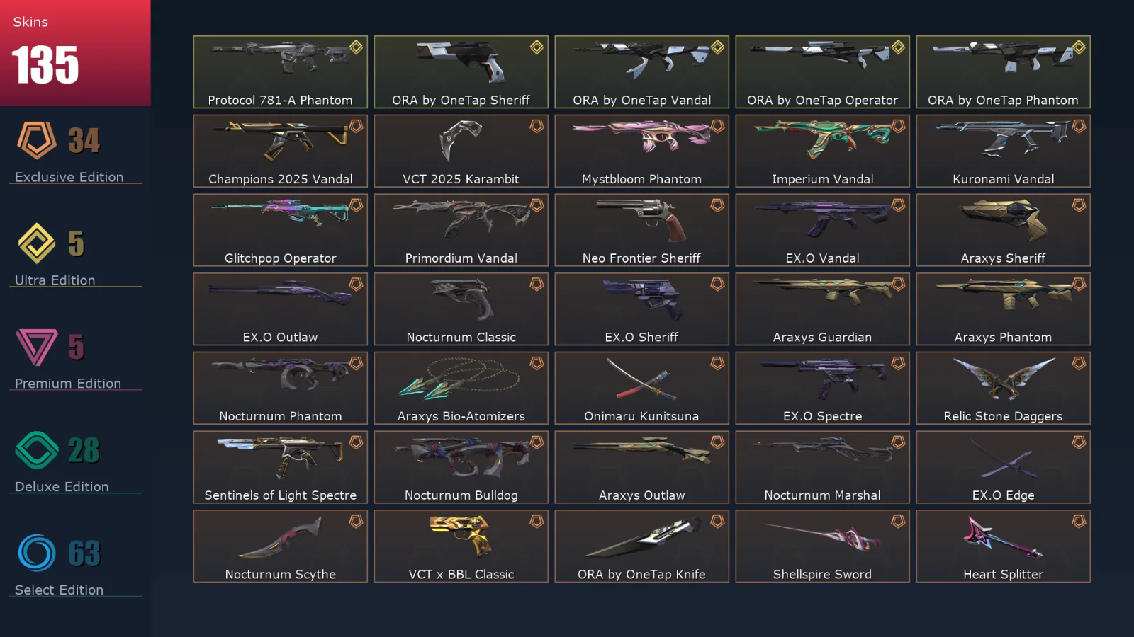 [Valorant] | EU | Level 333 | 28 Agents | 135 Skins