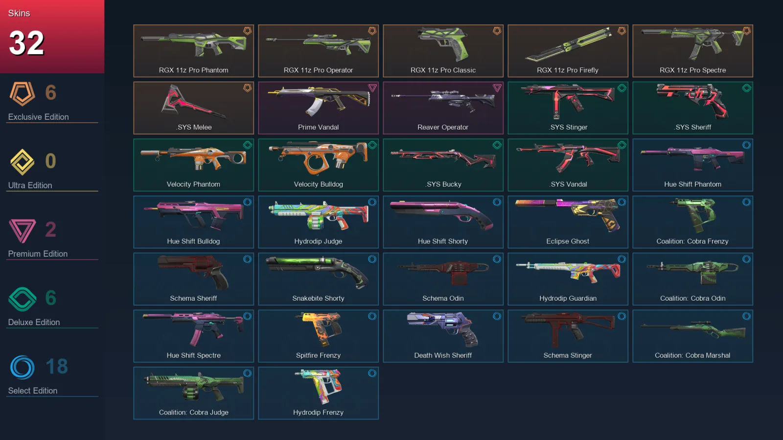 AP | RGX 11z Pro Phantom | RGX 11z Pro Operator | RGX 11z Pro Classic | RGX 11z Pro Firefly | 32 Skin | 26 Agent | 67 Buddy | Lv96