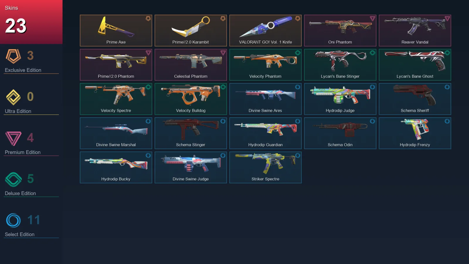 AP | Lv34 | Unranked | 23 Skin | 10 Agent | 21 Buddy