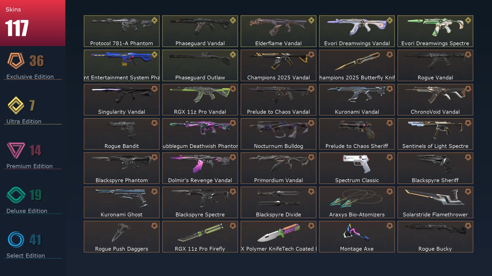 [Valorant] | EU | Level 137 | Ascendant 2 | 23 Agents | 117 Skins