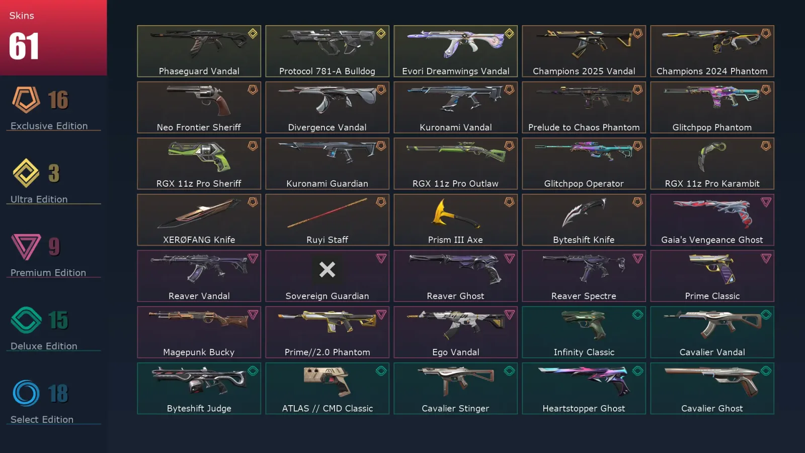 [Valorant] | EU | Level 268 | Gold 3 | 29 Agents | 61 Skins — Valorant account