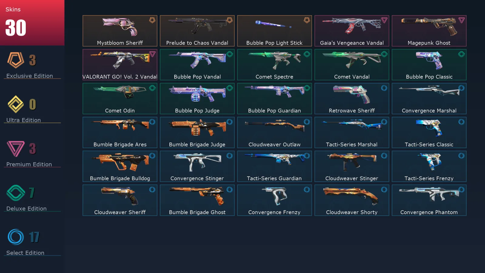 [Valorant] | EU | Level 88 | 24 Agents | 30 Skins