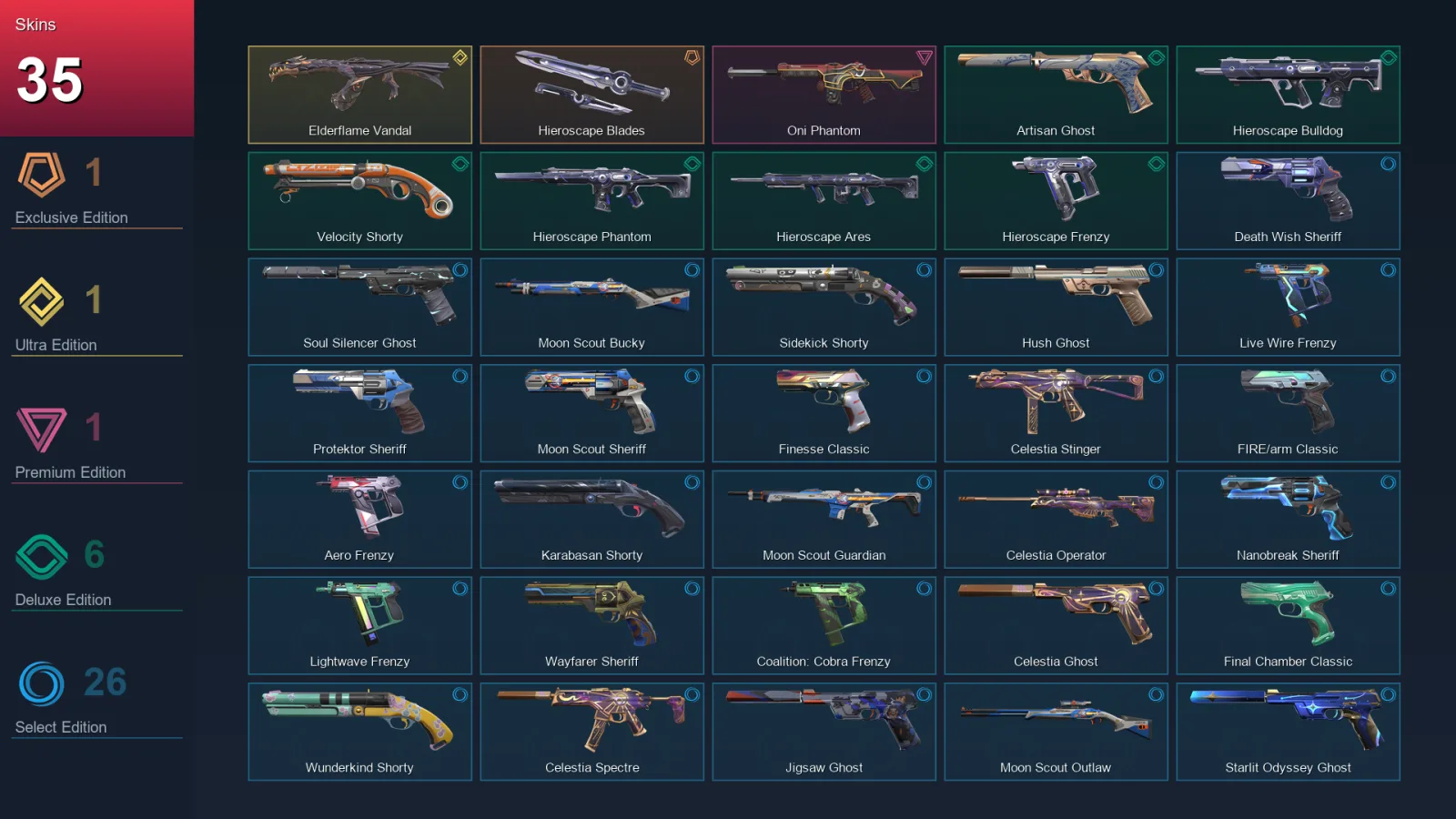 AP | Lv280 | Unranked | 35 Skin | 25 Agent | 102 Buddy