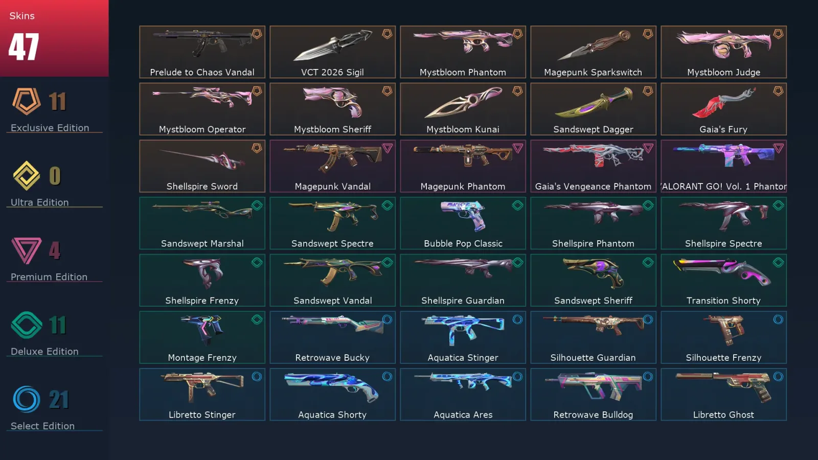 [Valorant] | EU | Level 1 | Immortal 1 | 29 Agents | 47 Skins — Valorant account