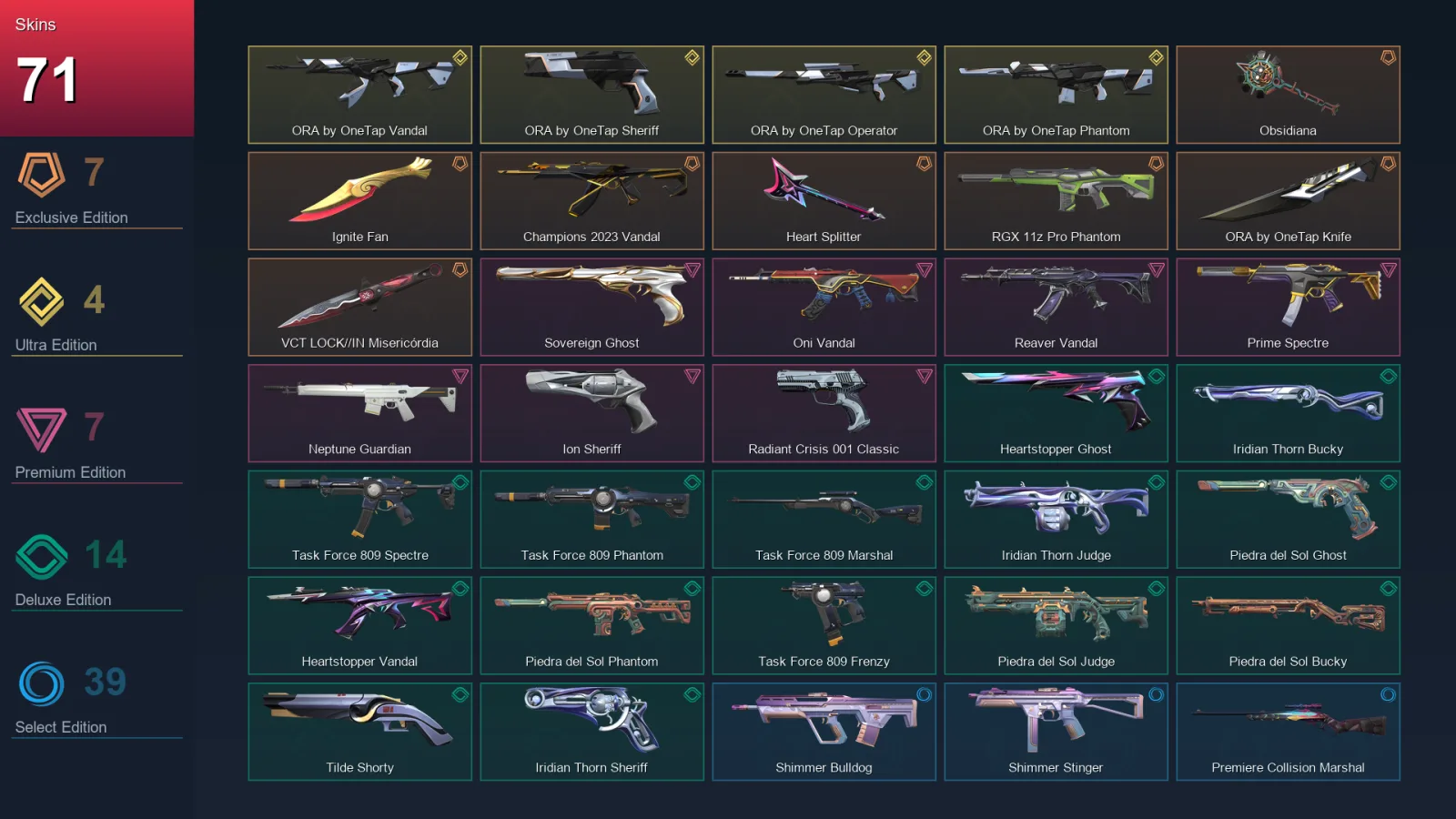 AP | Lv182 | Unranked | 71 Skin | 29 Agent | 86 Buddy
