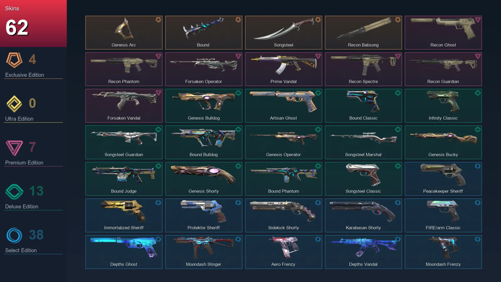 LA | Lv223 | Unranked | 62 Skin | 23 Agent | 99 Buddy — Valorant account