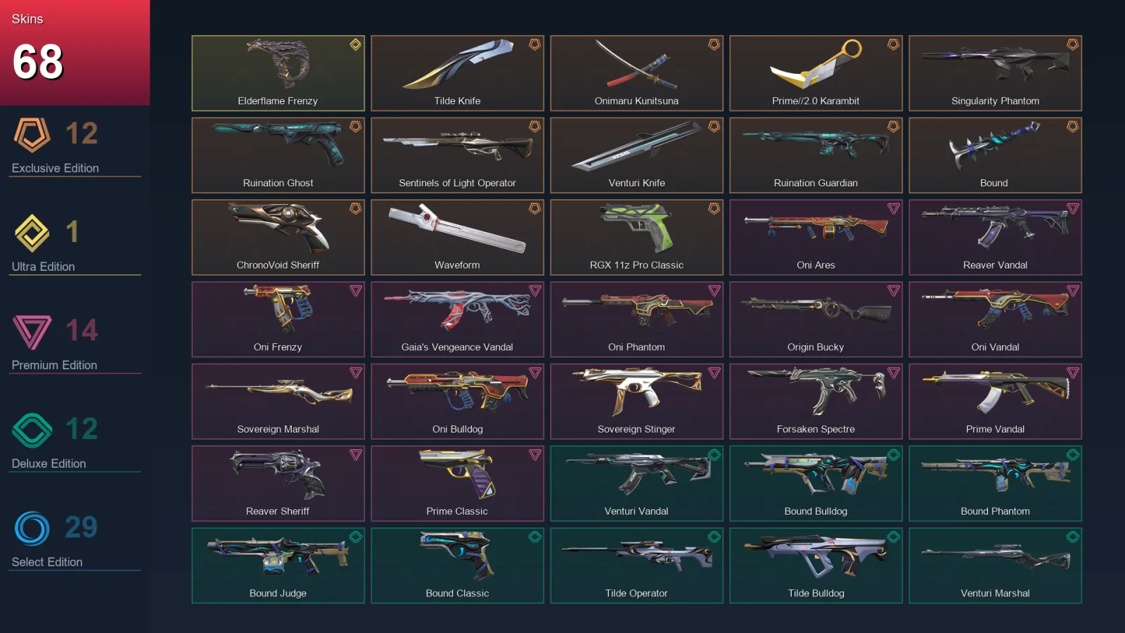 LA | Lv161 | Unranked | 68 Skin | 26 Agent | 72 Buddy — Finesse Classic