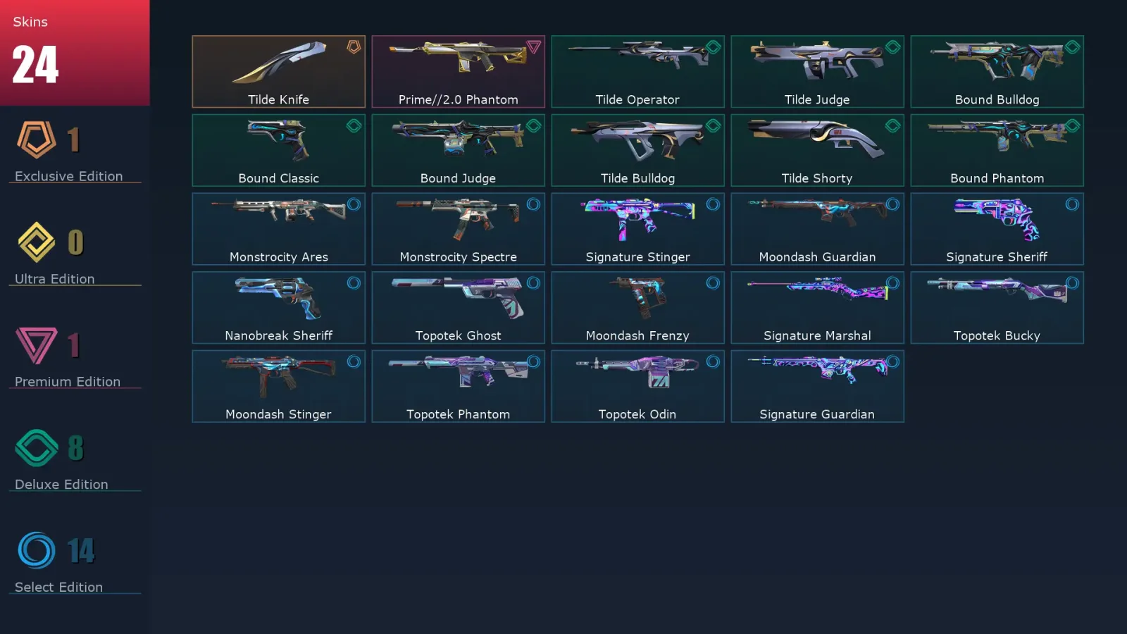 [Valorant] | EU | Level 88 | 25 Agents | 24 Skins