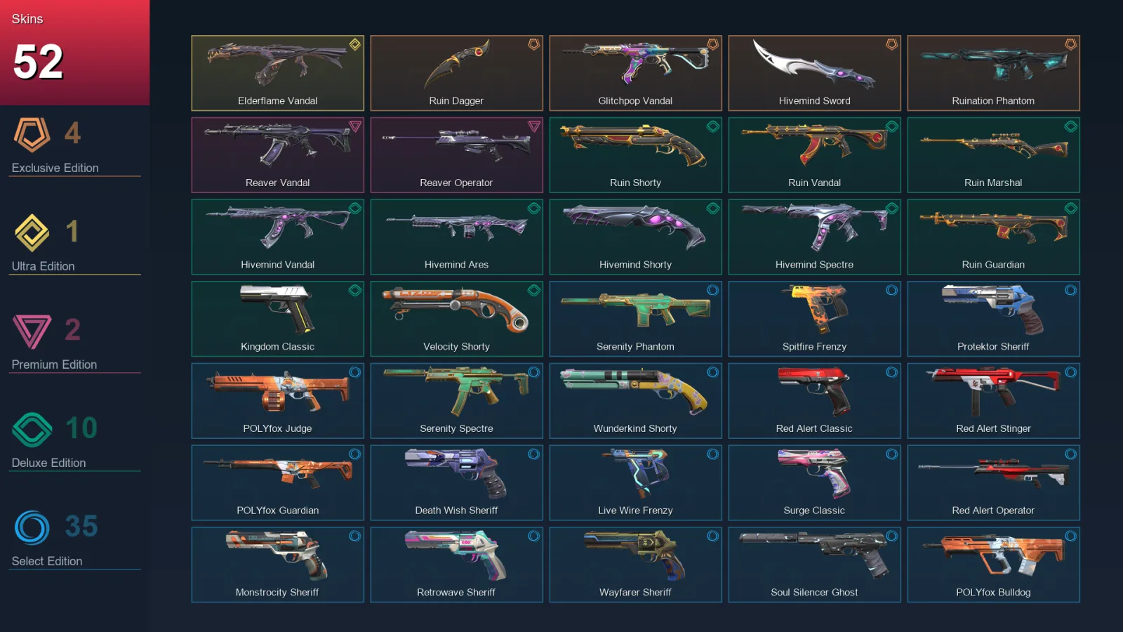 AP | Lv305 | Unranked | 52 Skin | 26 Agent | 107 Buddy