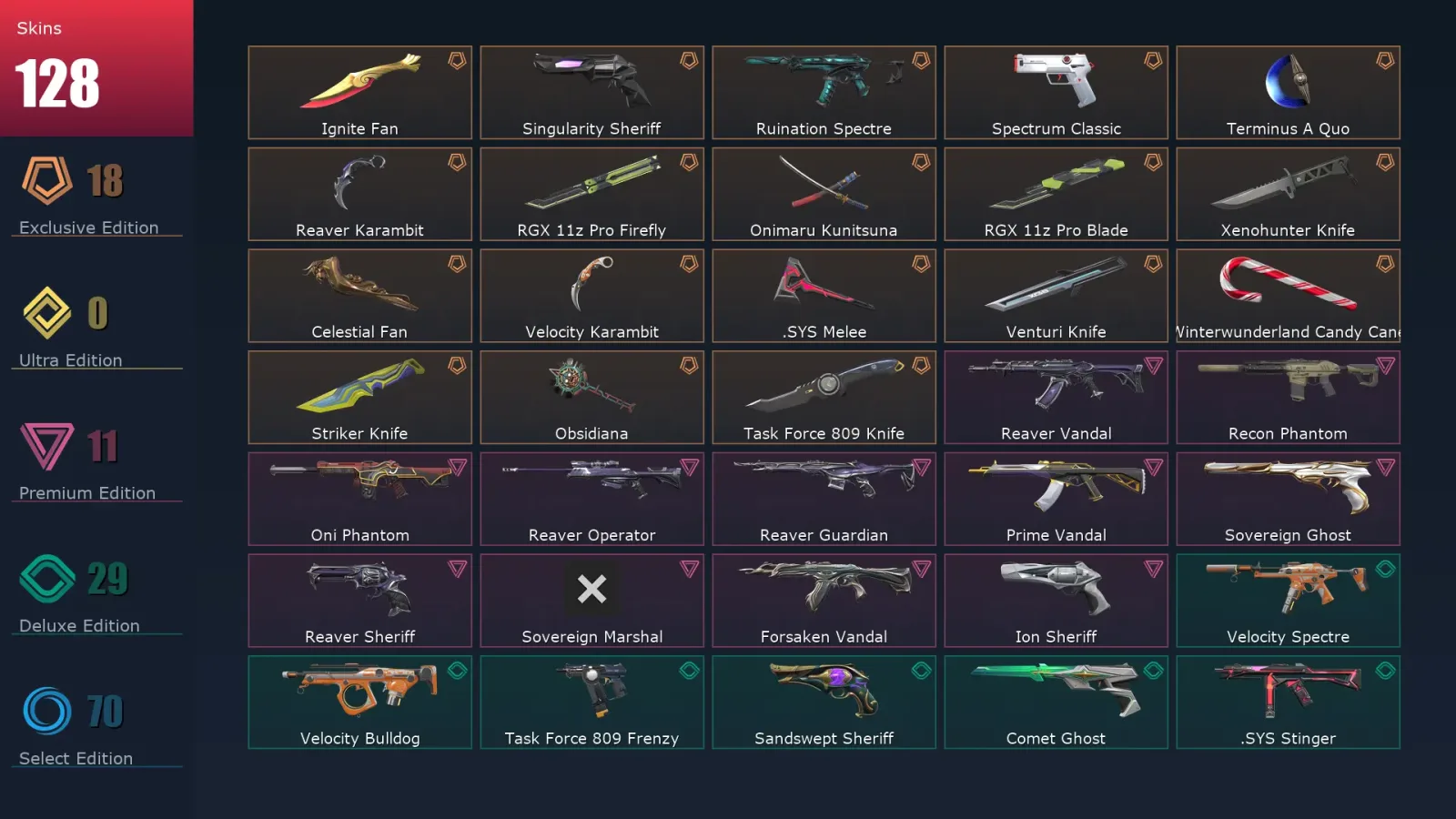 [Valorant] | EU | Level 485 | 28 Agents | 128 Skins — Valorant account