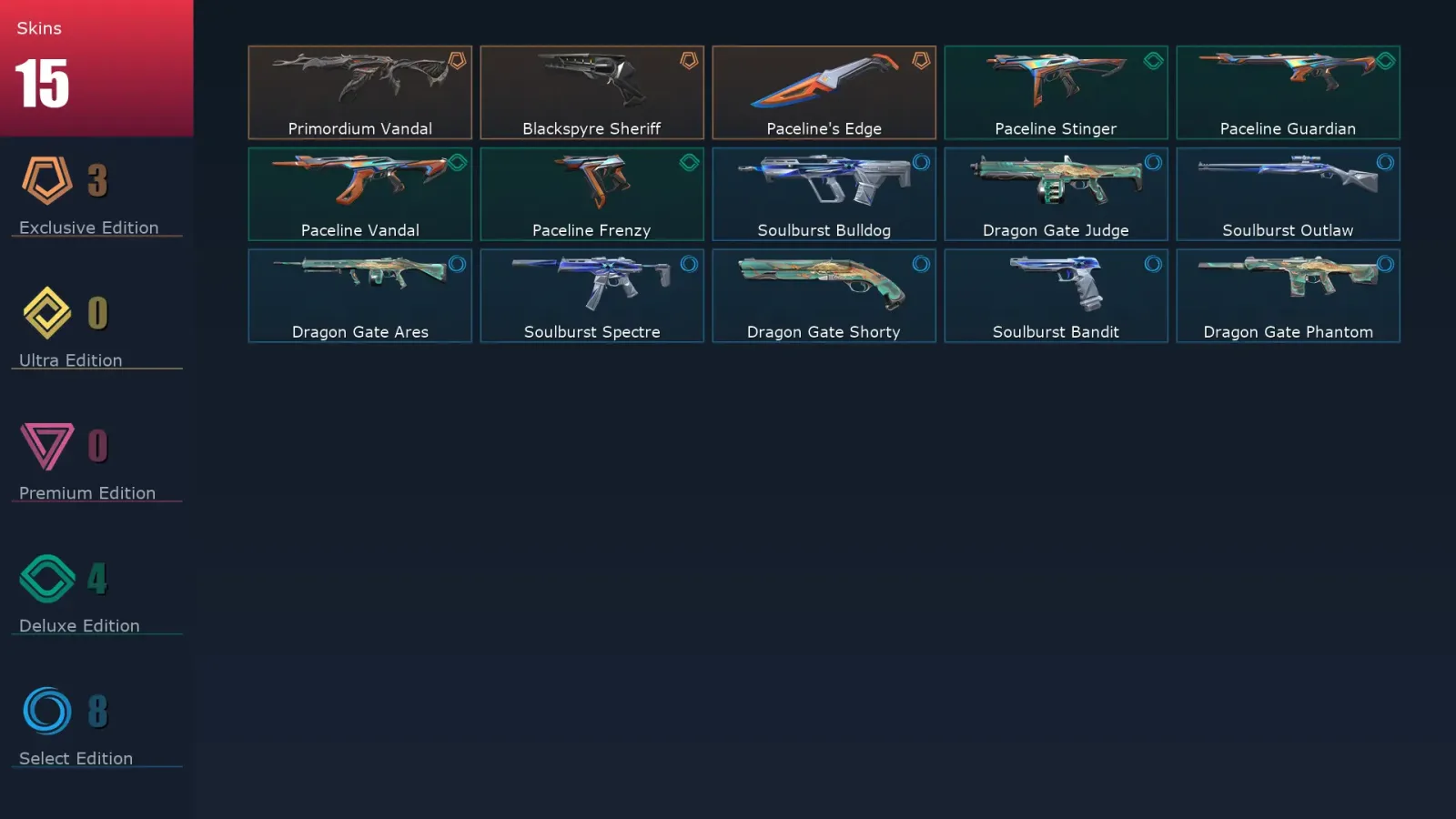 [Valorant] | EU | Level 31 | Platinum 3 | 10 Agents | 15 Skins