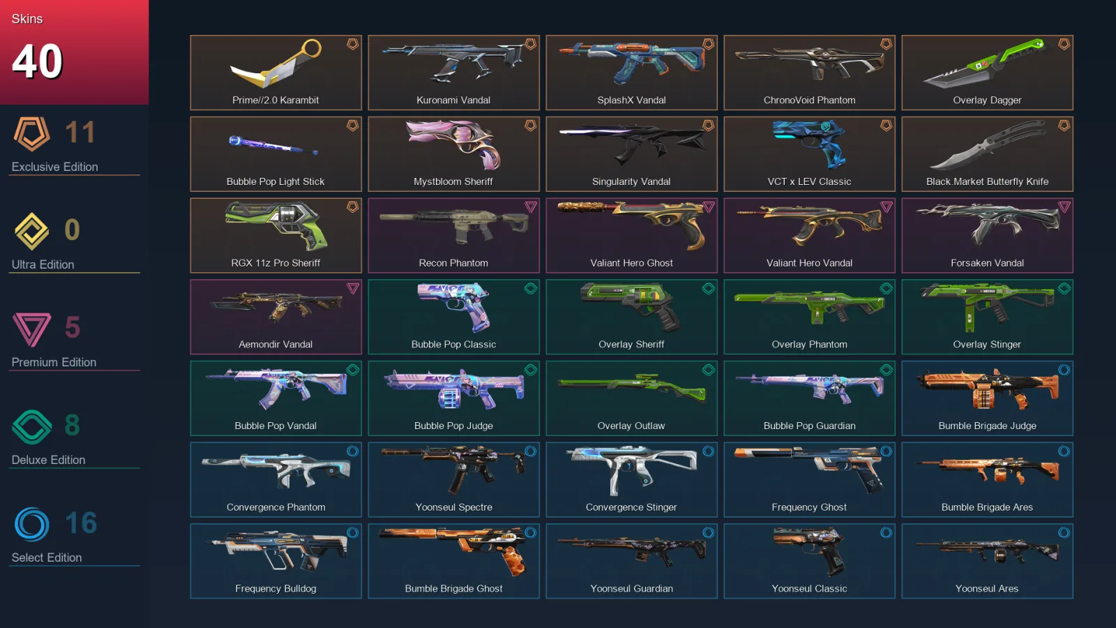 BR | Lv65 | Unranked | 40 Skin | 25 Agent | 46 Buddy