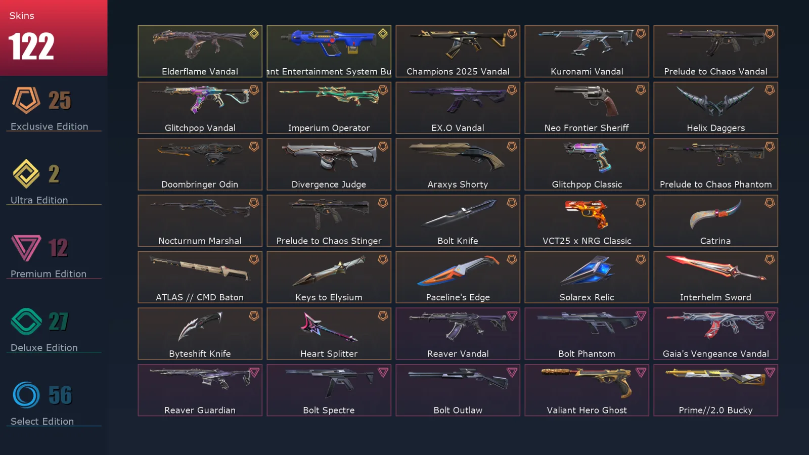 [Valorant] | EU | Level 166 | Ascendant 1 | 29 Agents | 122 Skins