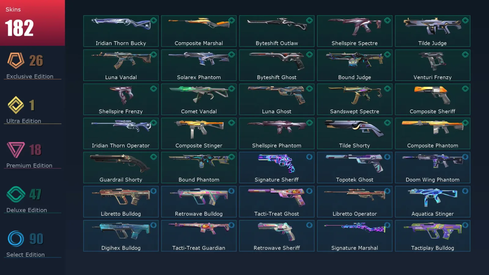 [Valorant] | EU | Level 264 | 27 Agents | 182 Skins