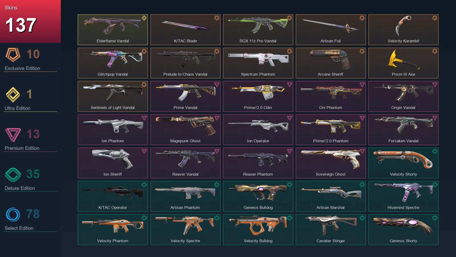 NA | Lv133 | Unranked | 137 Skin | 20 Agent | 116 Buddy