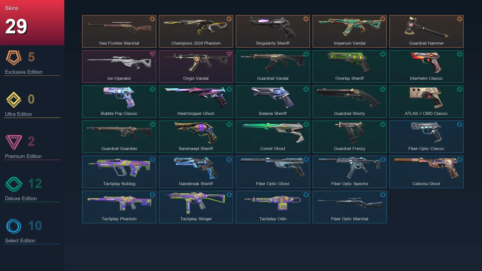 AP | Lv238 | Unranked | 29 Skin | 28 Agent | 71 Buddy — Unranked / Smurf Valorant