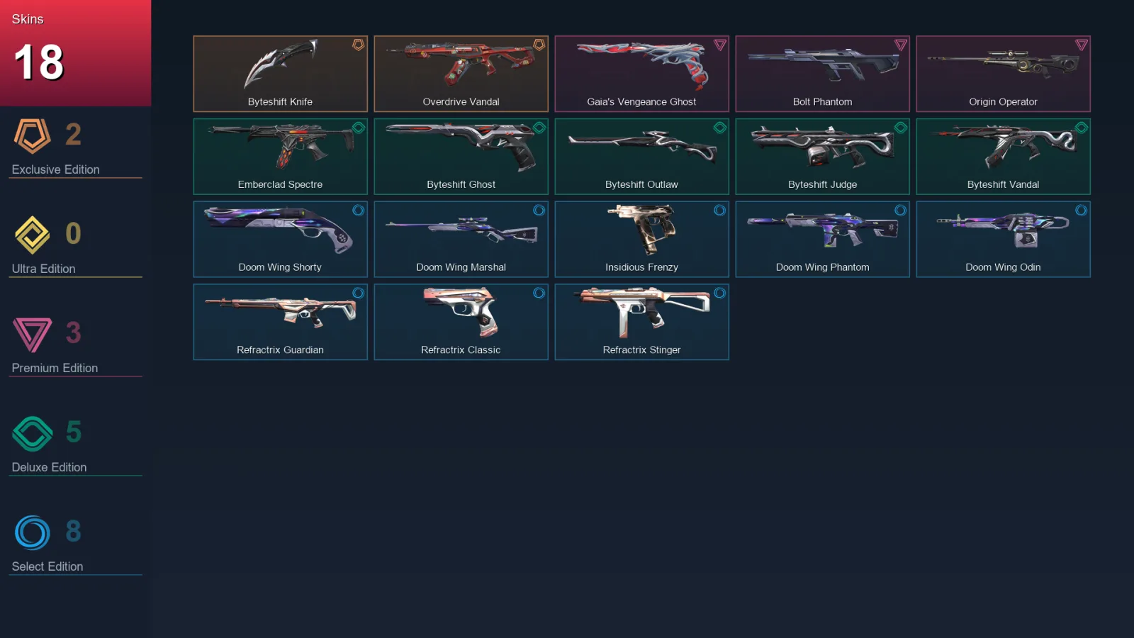 EU | Lv24 | Unranked | 18 Skin | 7 Agent | 16 Buddy