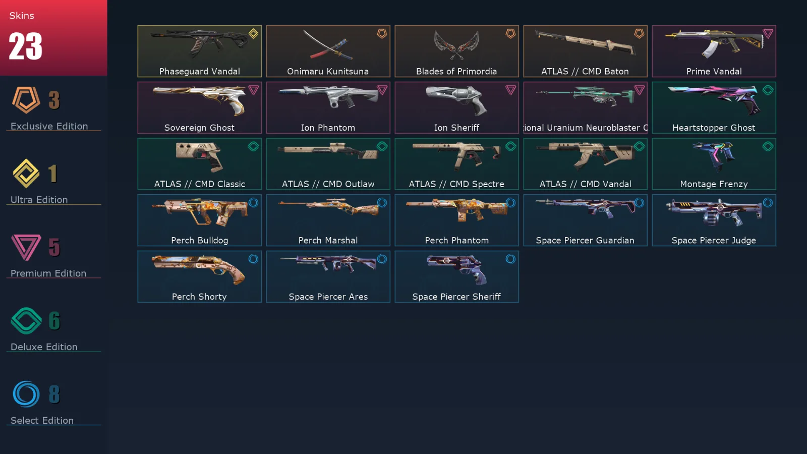 [Valorant] | EU | Level 80 | Platinum 1 | 23 Agents | 23 Skins
