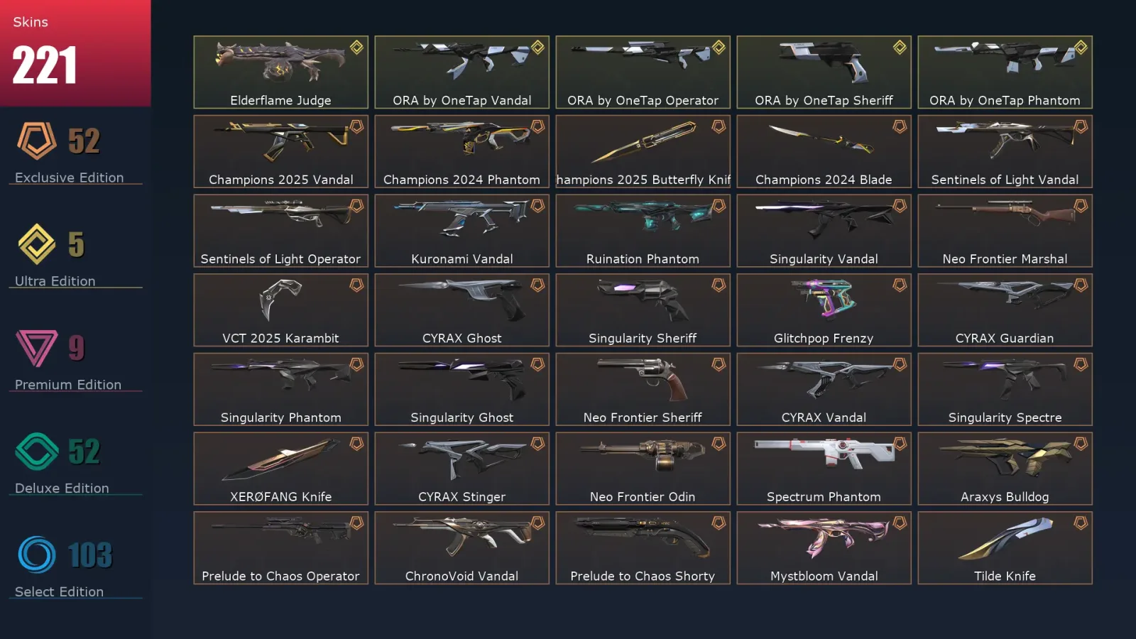 [Valorant] | EU | Level 316 | 29 Agents | 221 Skins