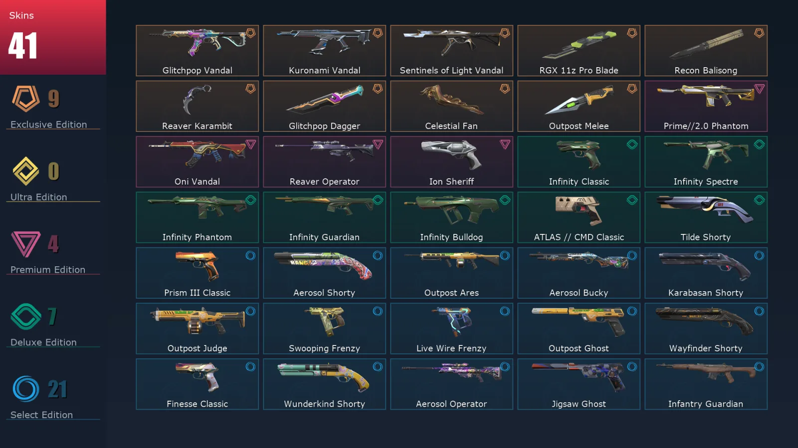 [Valorant] | EU | Level 238 | 27 Agents | 41 Skins
