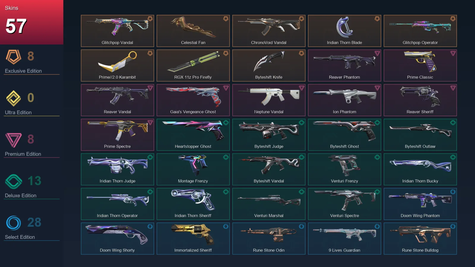 EU | Lv194 | Unranked | 57 Skin | 28 Agent | 85 Buddy — Byteshift Judge