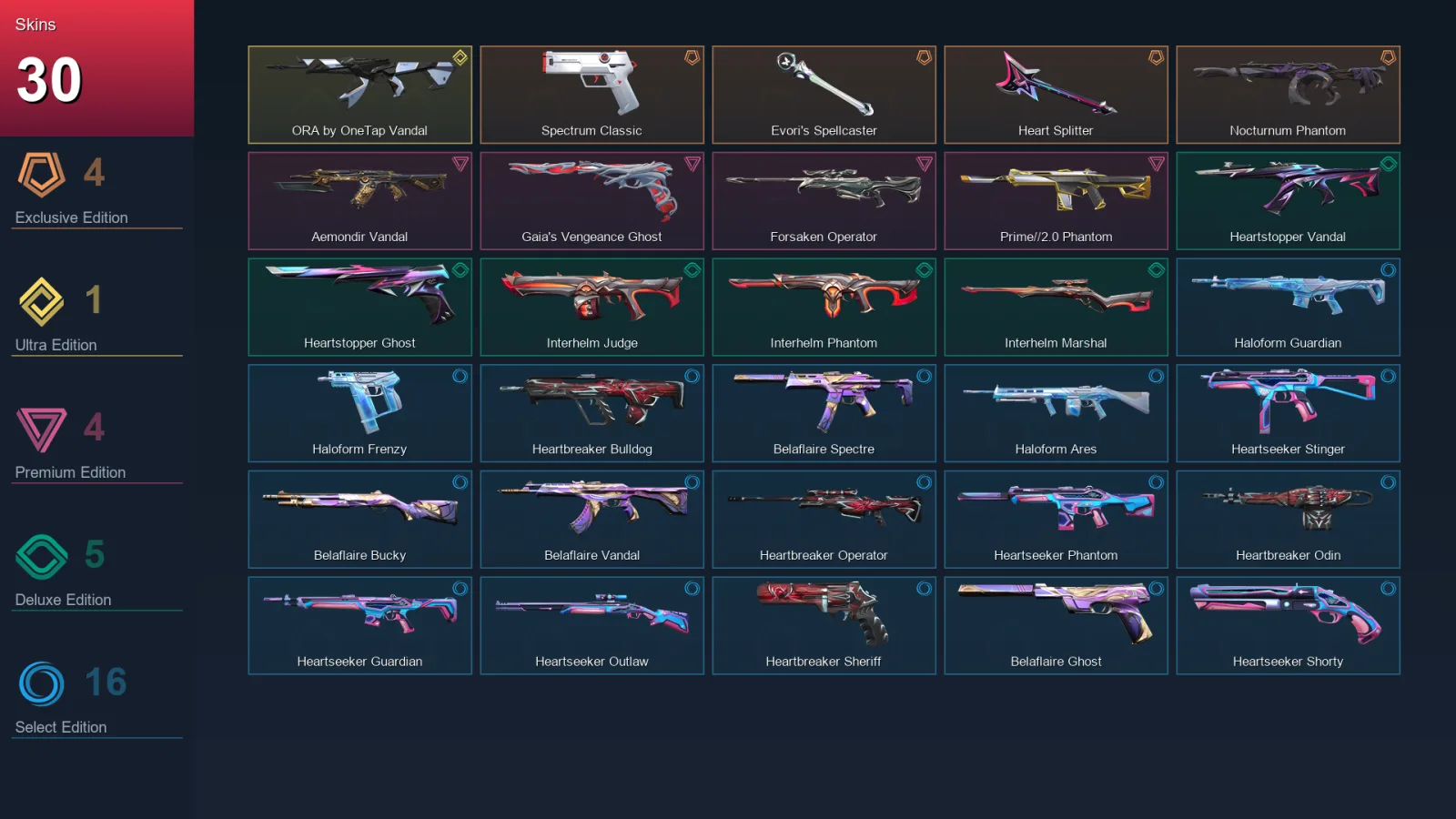 NA | Lv48 | Unranked | 30 Skin | 17 Agent | 31 Buddy
