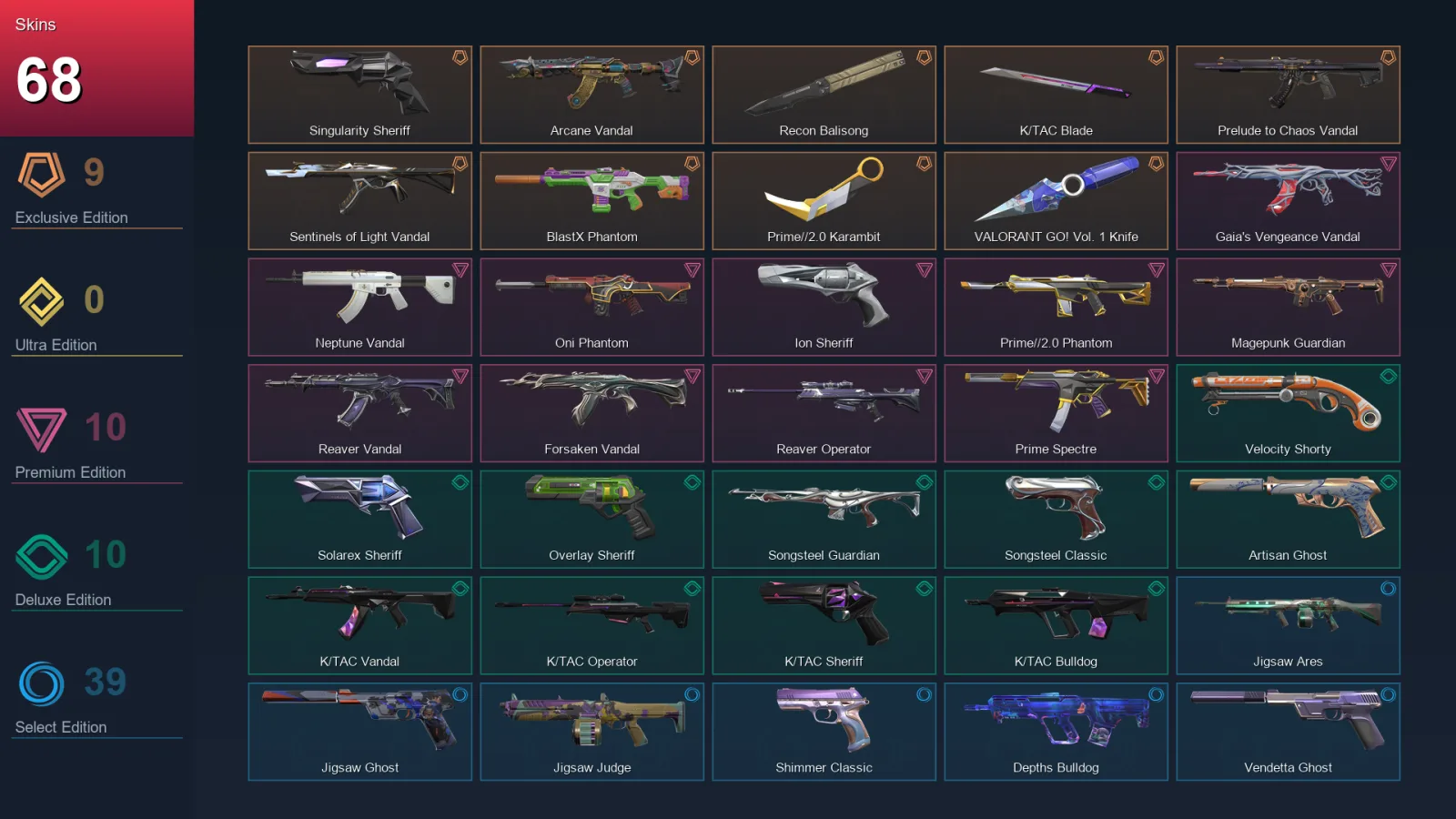 EU | Lv348 | Unranked | 68 Skin | 29 Agent | 121 Buddy — Valorant account