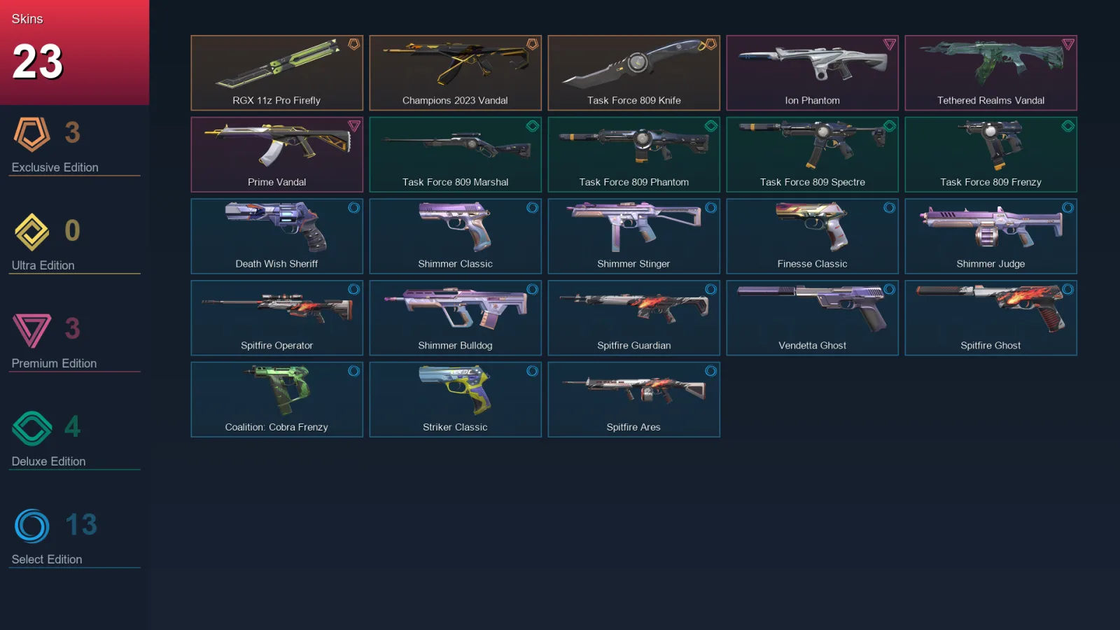EU | Lv134 | Unranked | 23 Skin | 28 Agent | 61 Buddy — Shimmer Stinger