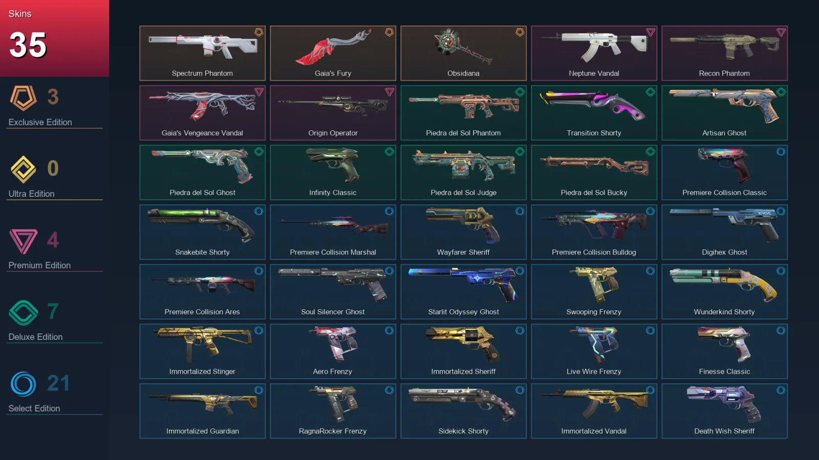 AP | Spectrum Phantom | Gaia's Fury | Obsidiana | Neptune Vandal | 35 Skin | 23 Agent | 89 Buddy | Lv218