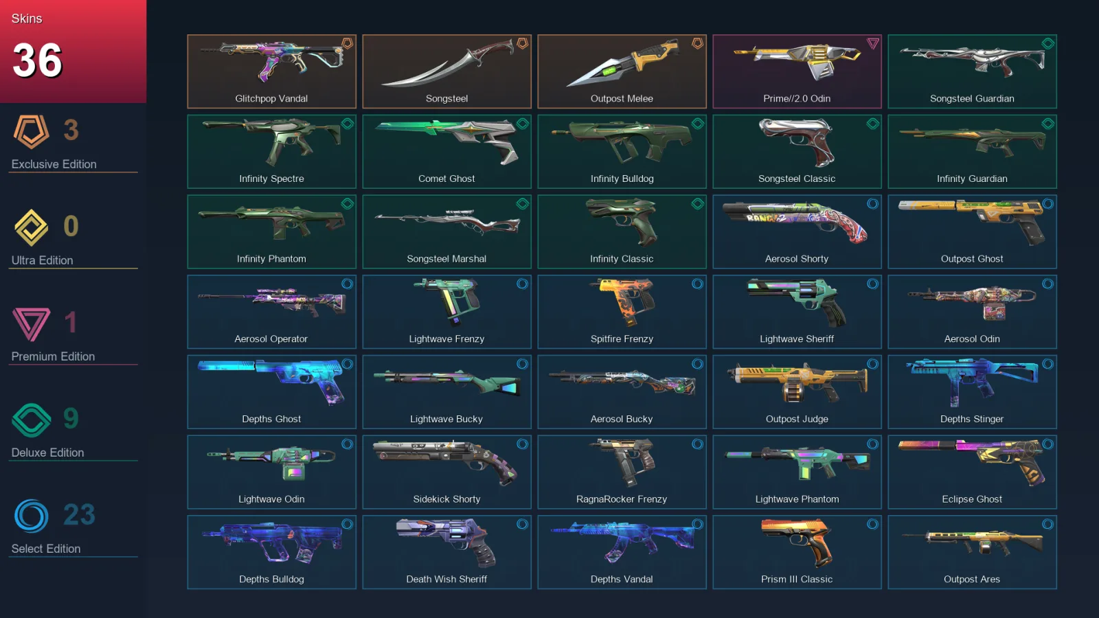 AP | Lv143 | Unranked | 36 Skin | 24 Agent | 72 Buddy
