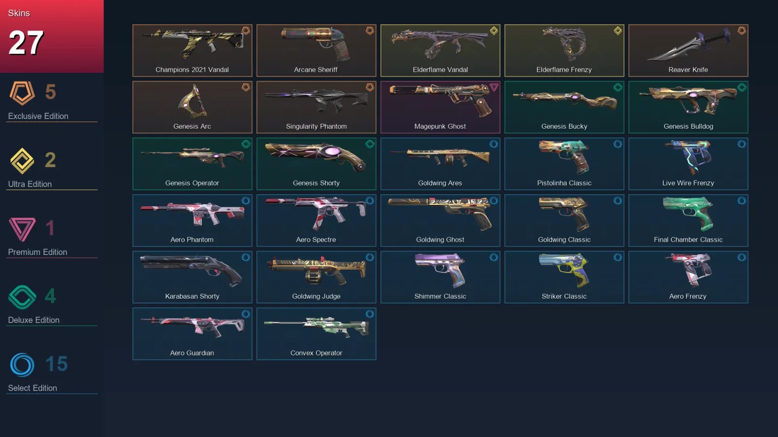 EU | Lv140 | Unranked | 27 Skin | 28 Agent | 70 Buddy