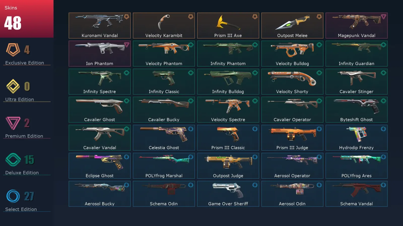 [Valorant] | EU | Level 128 | Platinum 2 | 27 Agents | 48 Skins — Valorant account