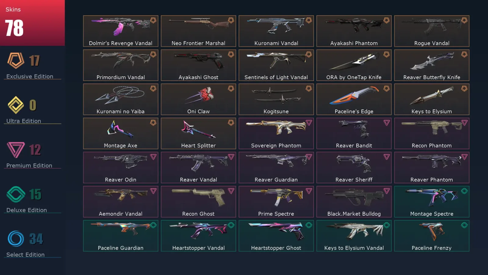 [Valorant] | EU | Level 94 | 29 Agents | 78 Skins — Valorant account