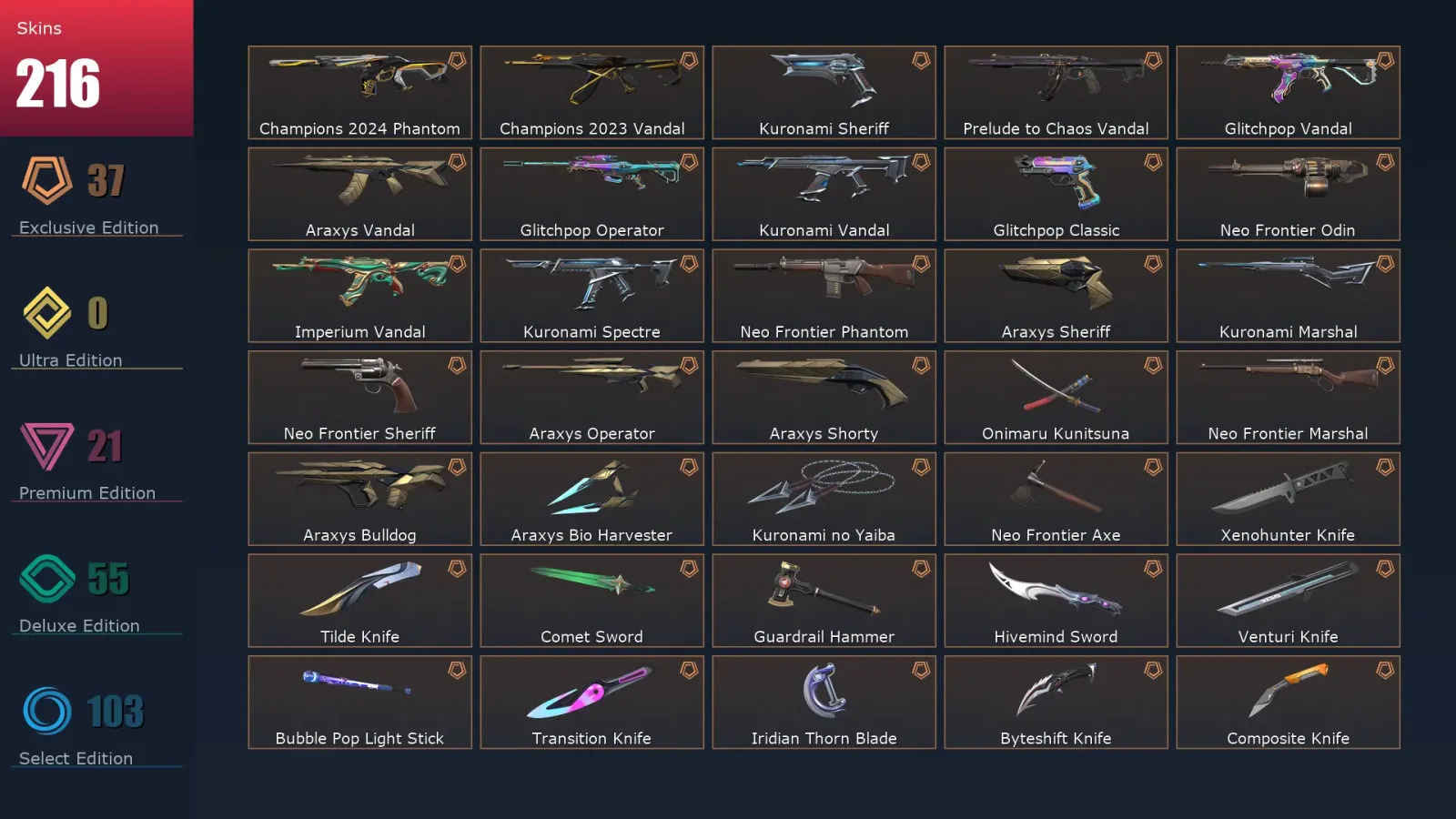 [Valorant] | EU | Level 500 | Platinum 3 | 29 Agents | 216 Skins — Valorant account