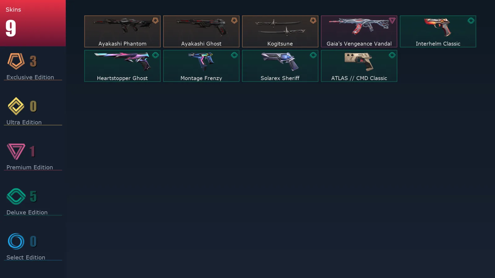 [Valorant] | EU | Level 1 | Immortal 1 | 29 Agents | 9 Skins